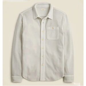 J. Crew Men's 100% Cotton Waffle Knit Button-Up Shirt CB494 Stone Size Large